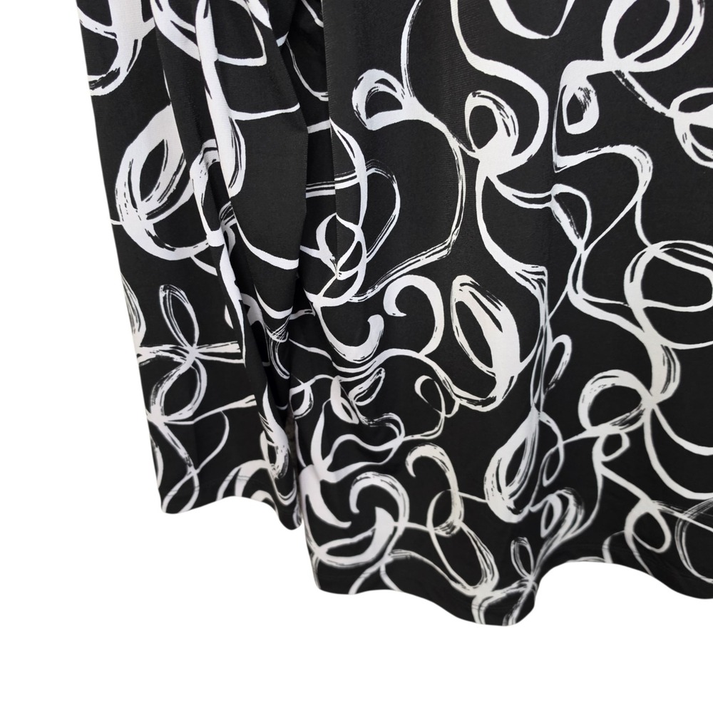 Susan Graver Top Womens Plus 1X Black Liquid Knit Mock‎ Neck Blouse Long Sleeve - Picture 2 of 7